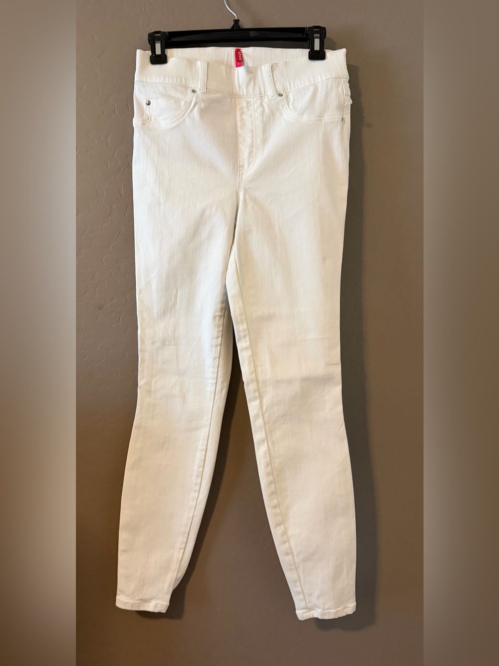 SPANX ANKLE SKINNY JEANS WHITE ELASTIC WAIST Small